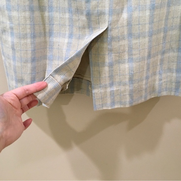 Talbots wrap skirt plaid grey linen blend grey Vtg 80s size 12 - Picture 8 of 9